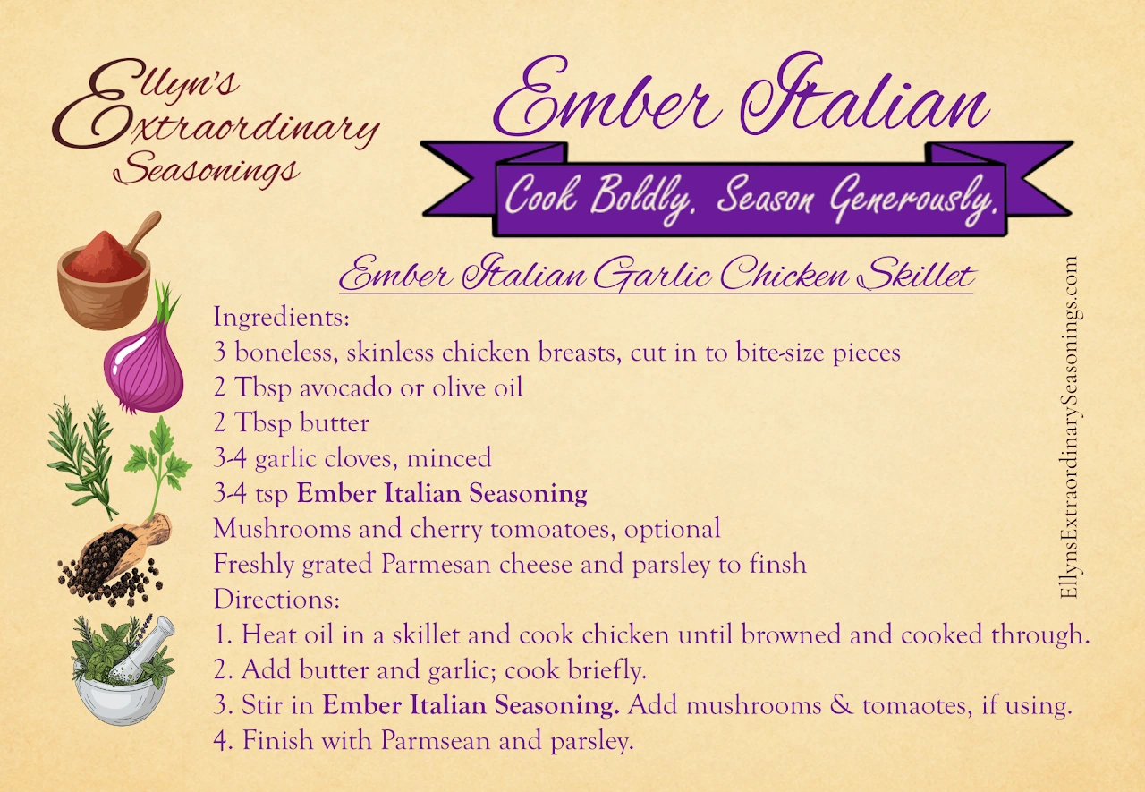 Ember Italian Garlic Chicken Skillet — original recipe card