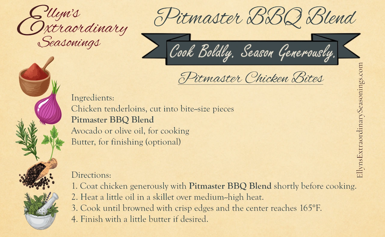 Pitmaster Chicken Bites — original recipe card