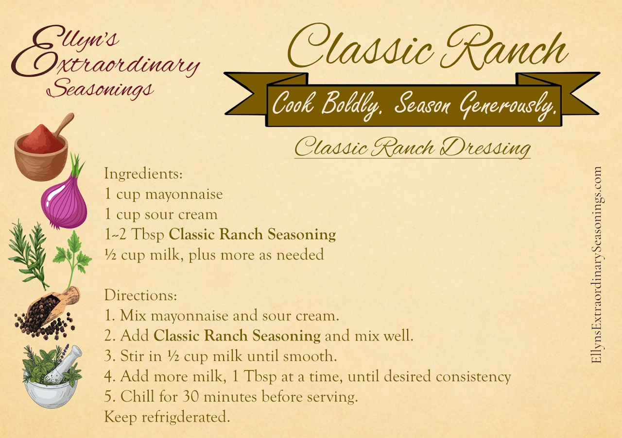 Classic Ranch Dressing — original recipe card